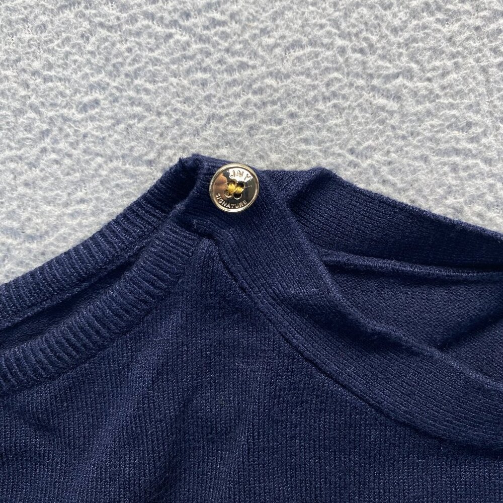 Jones New York Women's Size L Navy Striped Nautical 3/4 Sleeve Shirt Top Coastal - Picture 9 of 11